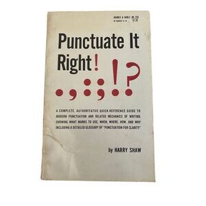 Punctuate It Right by Harry Shaw 1963 Paperback Book